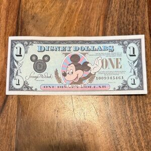 Disney Dollar with Mickey Mouse in Blue and Red 1991 Uncirculated